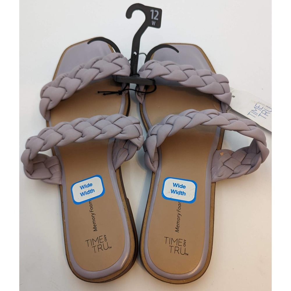 Time and Tru Women's Braided Two Band Sandals (12W)
